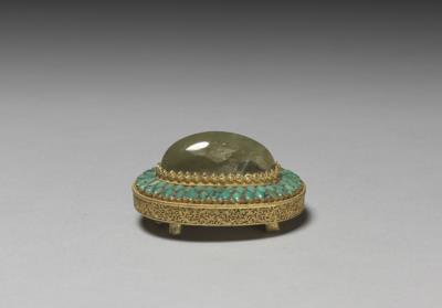 图片[3]-Gilt copper belt buckle with gemstone inlay, Qing dynasty (1644-1911)-China Archive